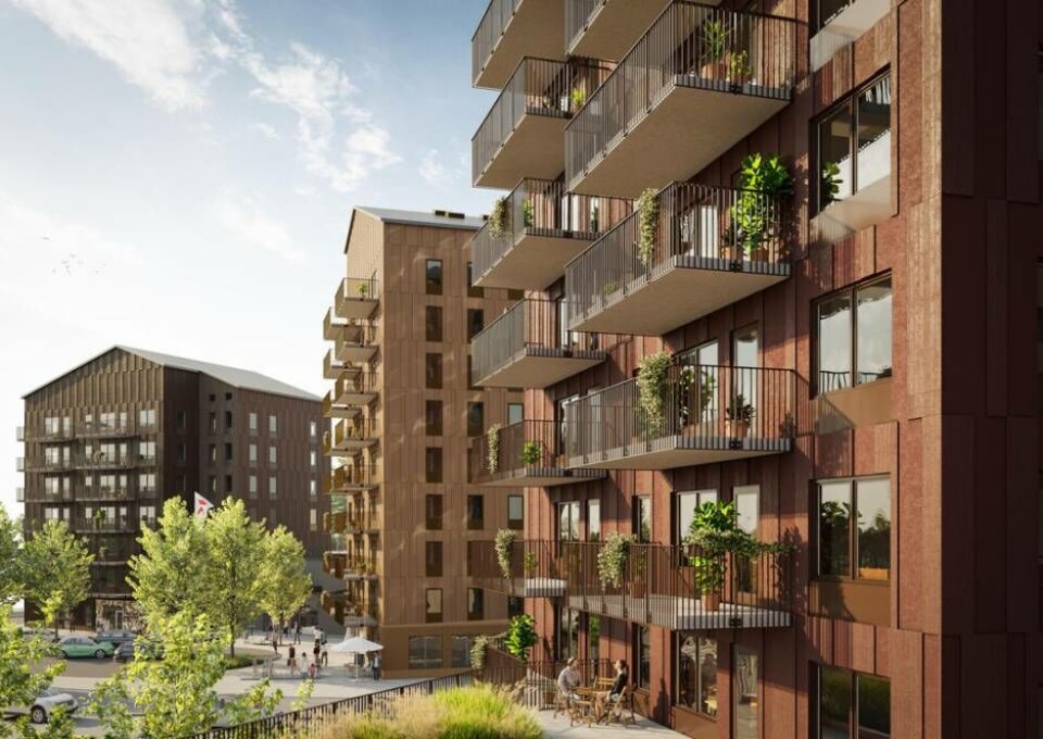 Tre nya punkthus med 105 lägenheter byggs vid Bäckby centrum. Foto: Archus Arkitekter