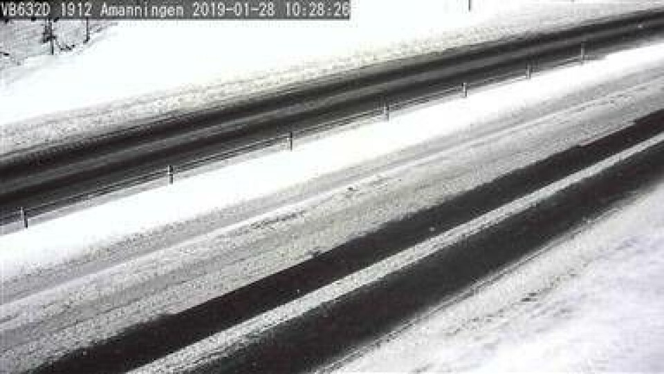 Riksväg 66 vid Åmänningen klockan 10.28. Foto: TRAFIKVERKET