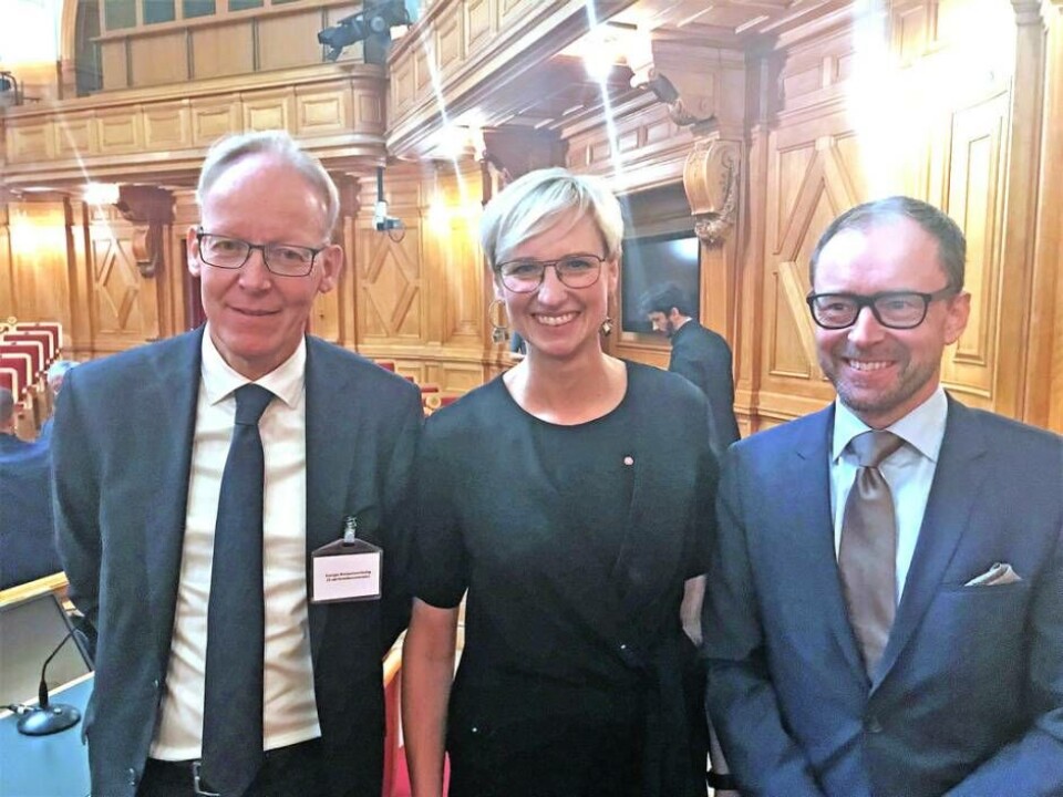 Från Sveriges Kompetensriksdag. ABB:s Johan Söderström, Åsa Eriksson och Johan Waller, Centigo. Foto: Socialdemokraterna Västmanland