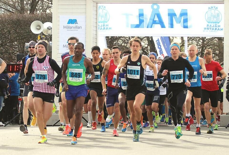 Starten har precis gått för premiären av Atea Mälarmaraton i april i år. Den 21 april 2018 är det dags igen för denna halv- och helmaraton i Västerås. Foto: Jonas Bergkvist