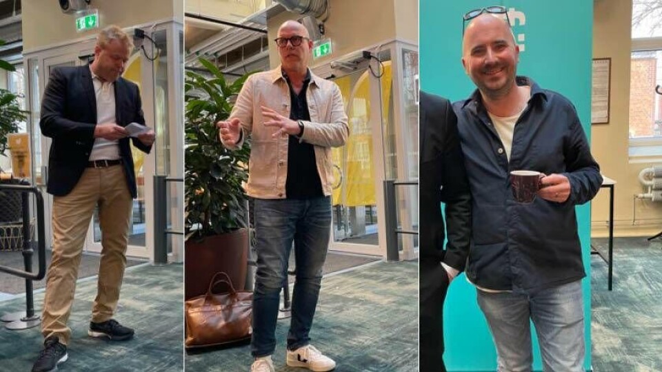 Nominerade till Årets företagare 2020. Erik Behrens från Alfab, Göran Hjälmeby från Intressanta Hus och Jonas Bergström från TB Printsolutions. Foto: Företagarna