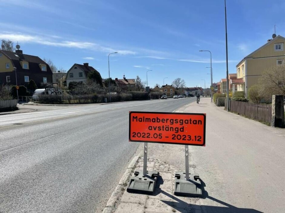 Omfattande arbete. Trafiken på Malmabergsgatan och Tråddragargatan påverkas fram till december 2023. Foto: Michaela Ericzén
