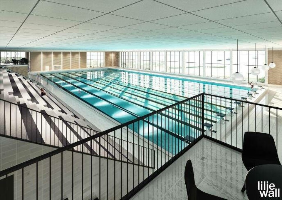 Ett konstverk kommer att pryda taket på nya Lögarängsbadet. Foto: Illustration: Liljewall