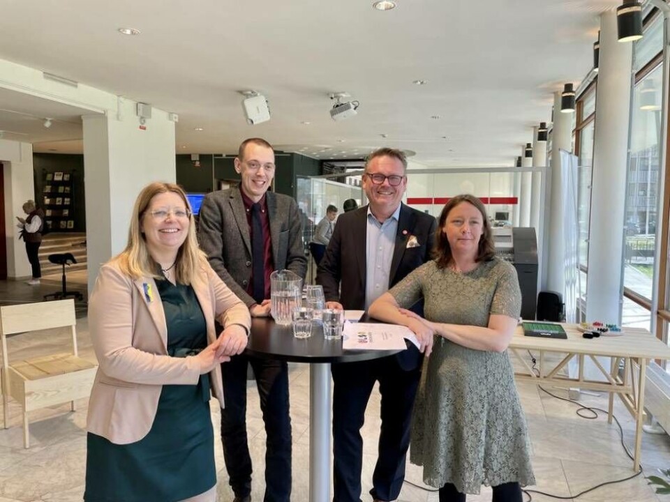Vicki Skure-Eriksson (C), Jesper Brandberg (L), Staffan Jansson (S) och Anna Thunell (MP). Foto: Michaela Ericzén