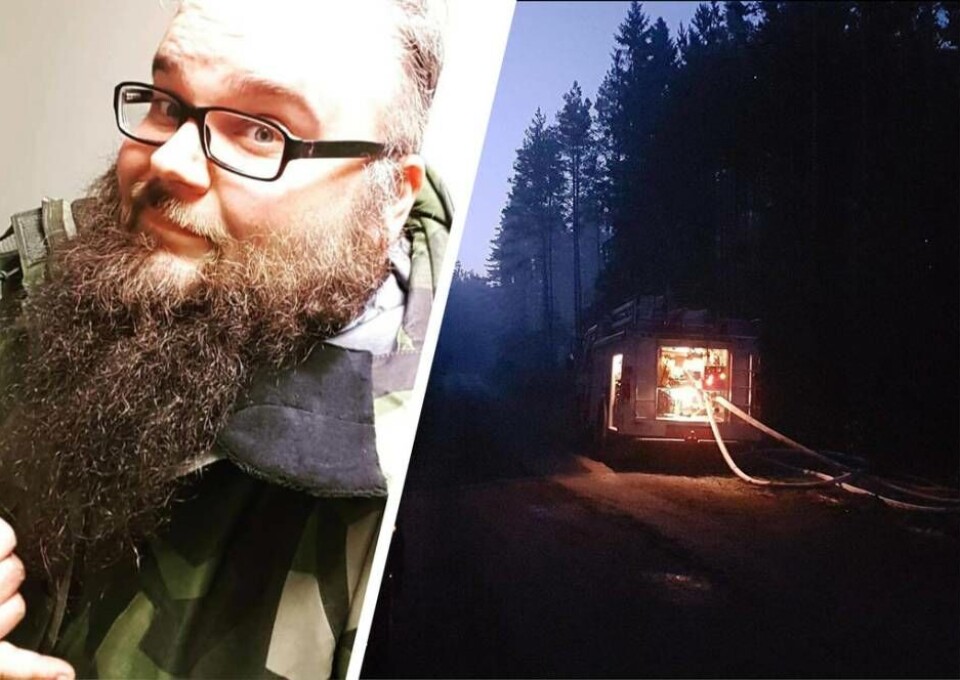 Erik Prytz är en av alla hemvärnssoldater som varit med och hjälpt till under arbetet med skogsbränderna. Foto: Privat