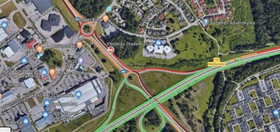Trafikkaos på Erikslund
