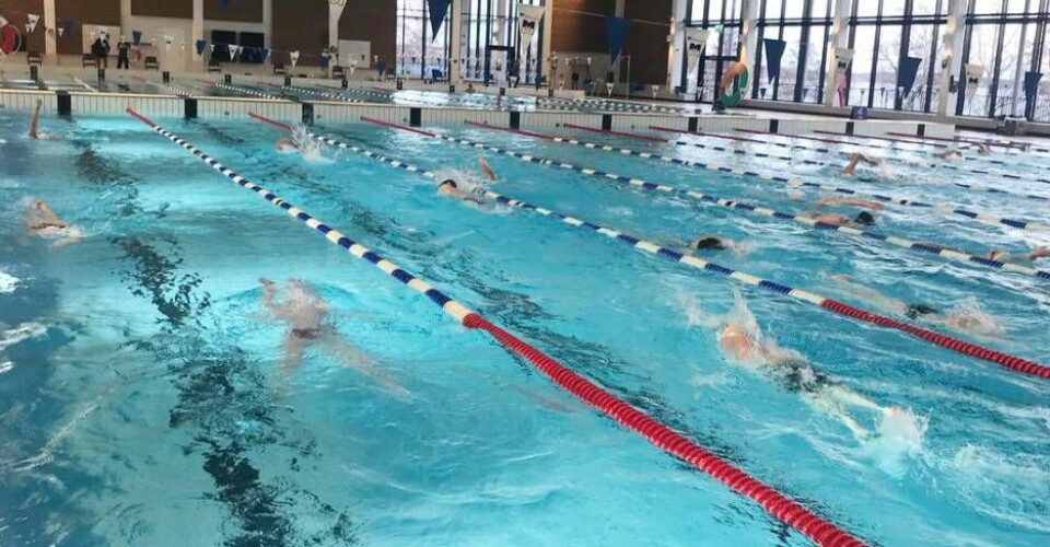 Västerås simsällskap simmade för Ukraina i söndags i Lögarängsbadet. Foto: VSS