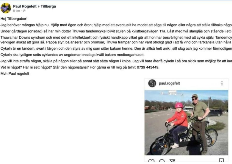 Inlägget delades över 1 000 gånger på knappt ett halvt dygn.