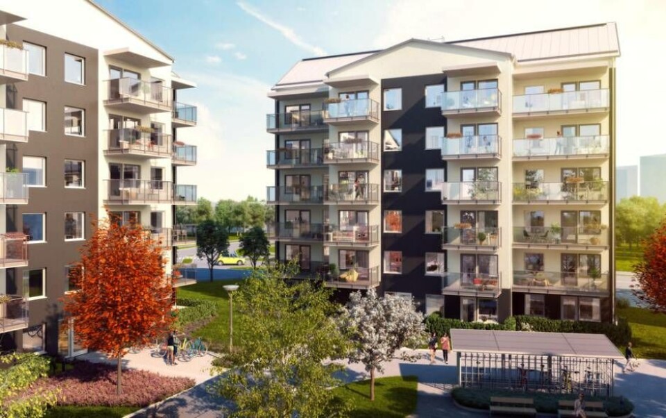 De nya hyreshusen som ska byggas i Tegnerlunden. Foto: WEC360