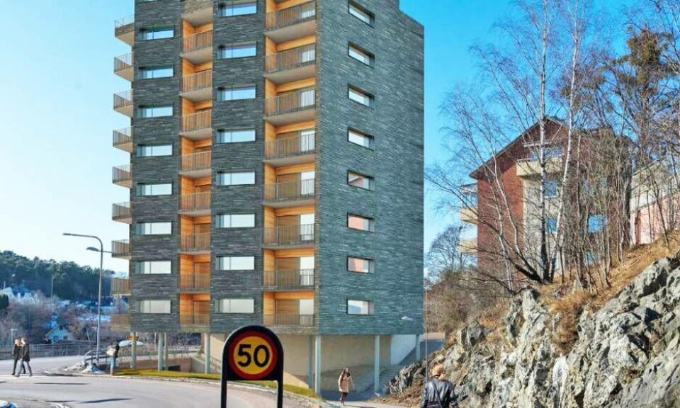 NYTT HUS. Huset är tänkt att stå precis i korsningen. Men för att inte hindra cykeltrafiken i viadukten och inte heller hindra sikten ska halva huset stå på pelare. Foto: VÄSTERÅS STAD