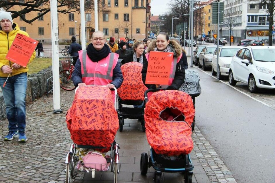 Barnvagnsmarsch. På lördag är det dags för årets barnvagnsmarsch i Västerås. Här är en bild från en tidigare marsch. Foto: Jonas Edberg