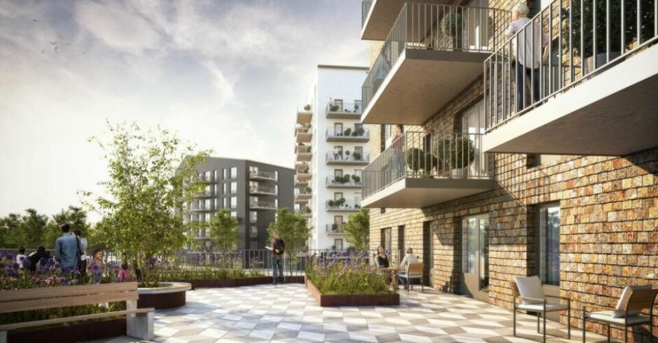 Så här kan de nya husen på Bäckby komma att se ut. Foto: Mimer