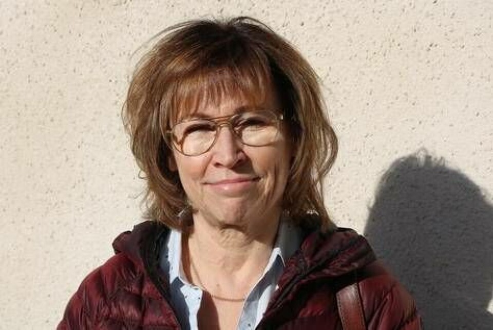 Karin Güssow samlar in pengar som oavkortat går till Kvinnojouren Västerås. Foto: Helena Andersson