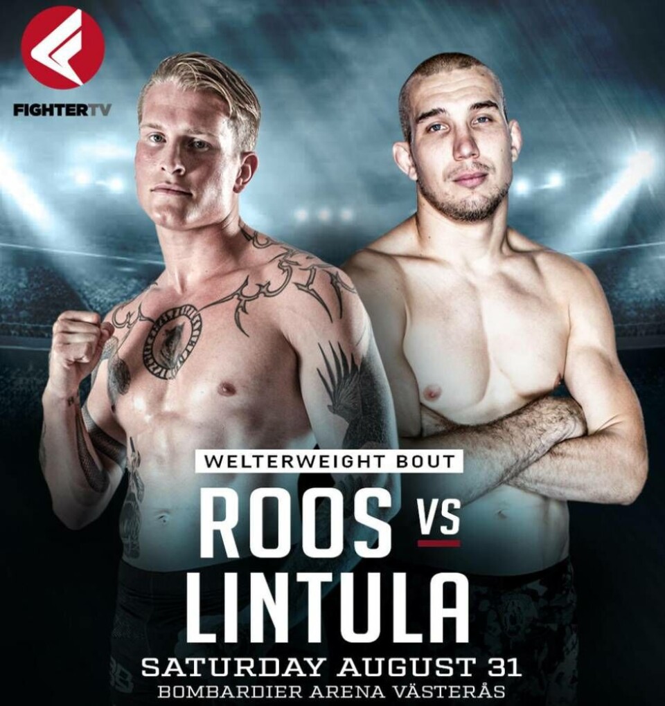 En av huvudmatcherna: Västerås egen Robin Roos mot hittills obesegrade finländaren Henri Lintula. Foto: Fight Club Rush
