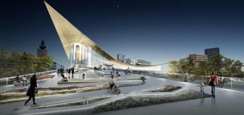Skiss över det framtida resecentrumet i Västerås. Foto: BIG