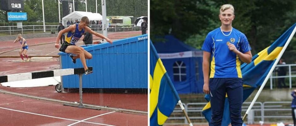 Löparen Albin Wallenius, född -03, och släggkastaren Alfons Haals, 02, har båda tagits ut i landslaget för att delta i Ungdomsfinnkampen nästa helg. Foto: VFK