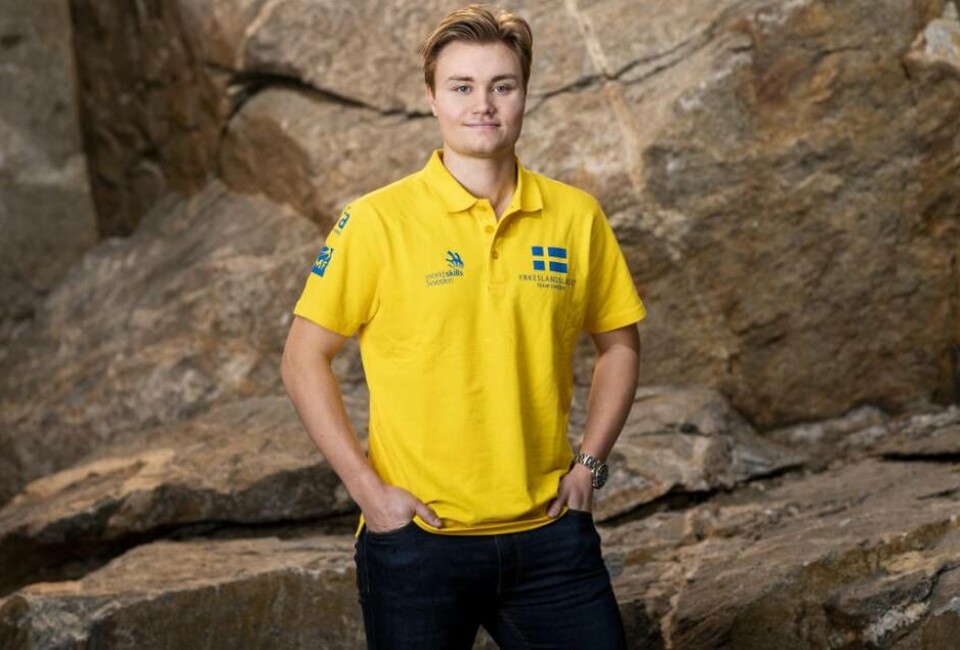 Plattsättaren Filip Sandgren från Västerås tävlar mot övriga världen i yrkes-VM i Ryssland. Foto: Pressbild