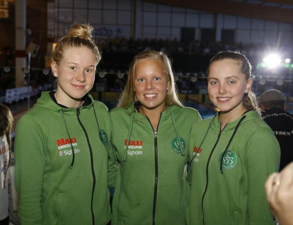 1, 2 ,3 VSS. På 400 medley var det bara VSS-are på SM-pallen genom Hannah Brunzell (silver) Frida Berggren (guld) och bronstjejen Edith Jernstedt. Därned avslutades detta historiska SM/JSM på bäste sätt för Västeråsklubben som tog rekordmånga 31 medaljer. Foto: VSS