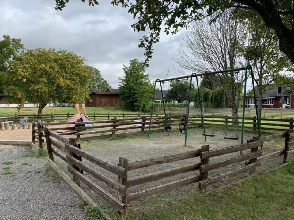 Från och med vecka 33 stängs Övre Talltorpsparkens lekplats på Talltorp av för ombyggnation. Foto: Jonas Edberg