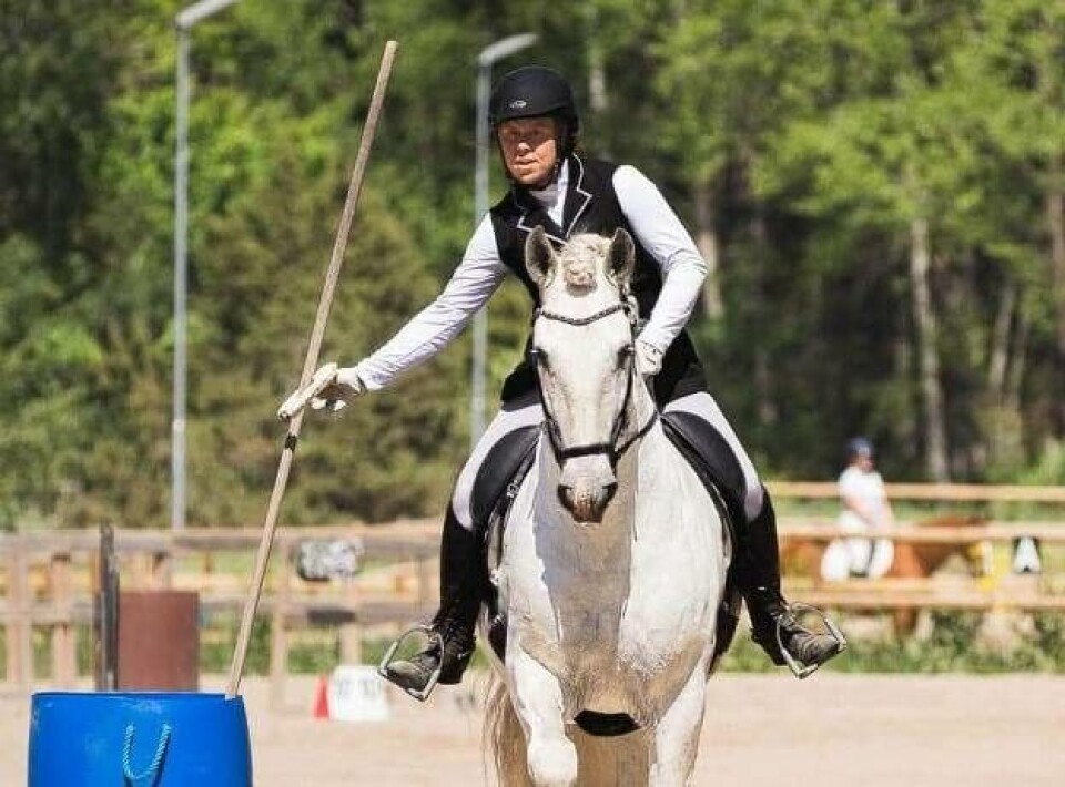 RM-hopp. Therese Edlund med sin hingst Aragorn GE är det västmanländska hoppet i tävlingen. Foto: Privat
