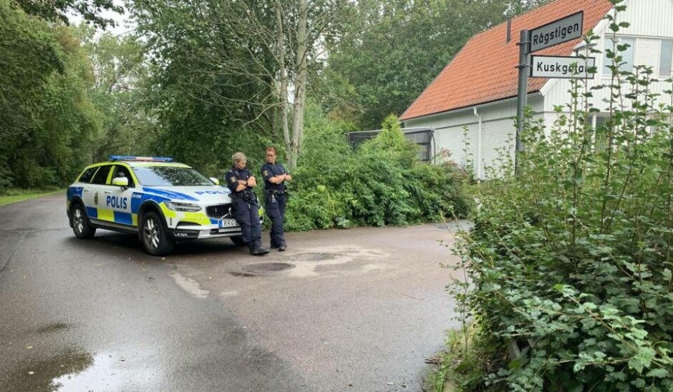 Polisen på plats vid Kuskgatan efter skjutningen i veckan där en man blev allvarligt skadad. Foto: Jonas Edberg