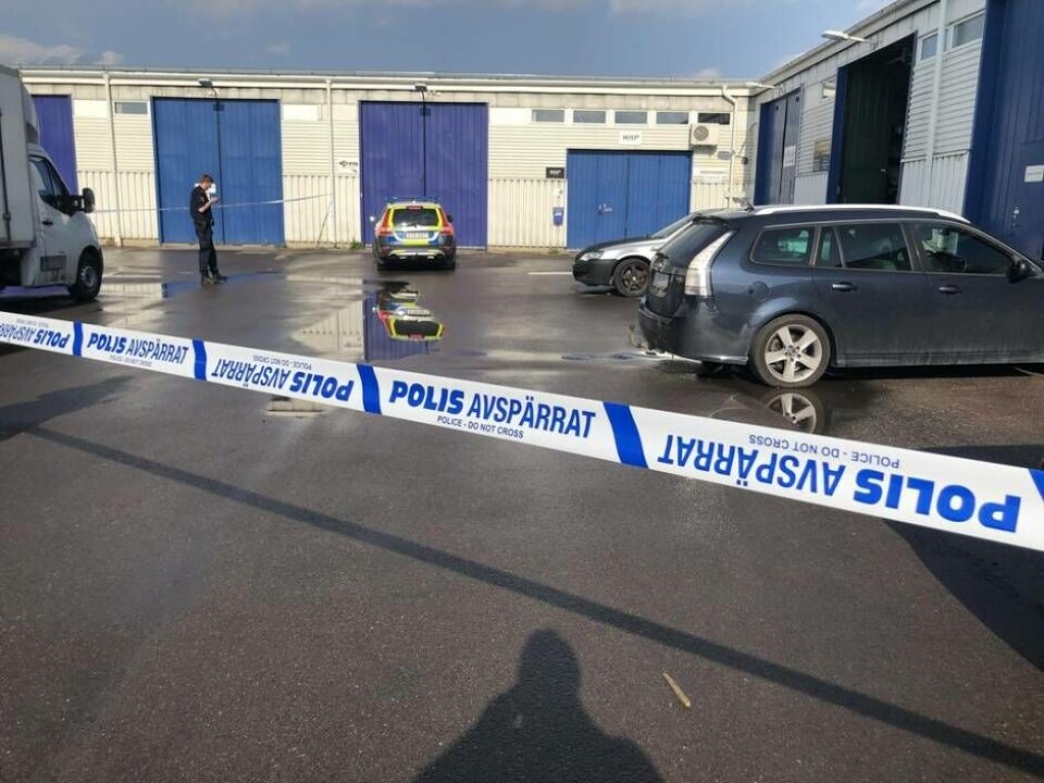 Den 30 april blev en man i 45-årsåldern skjuten vid en verkstad på Ånghammargatan i Västerås. Foto: Jonas Edberg