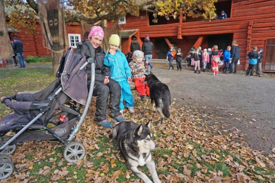 På Vallby friluftsmuseum satt Sara Inemyr på en bänk tillsammans med barnen Livia 5 år och Tyra 2 år.– Det är skollov så vi går runt och tittar lite. Vi kommer inte delta i höstlovsrundan eftersom barnen är för små, säger Sara.