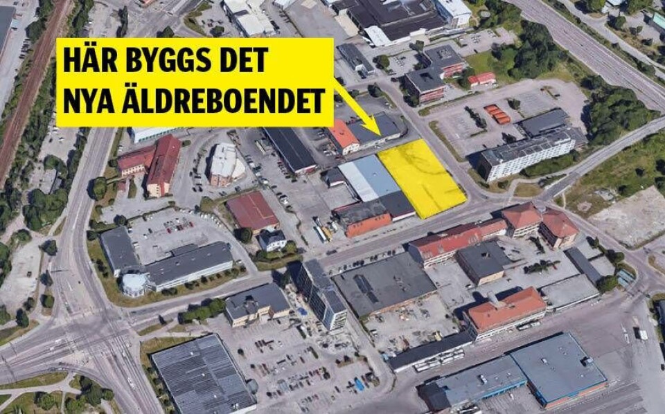 Mitt emot Scandic Hotel ska ett nytt äldreboende byggas. Foto: Google