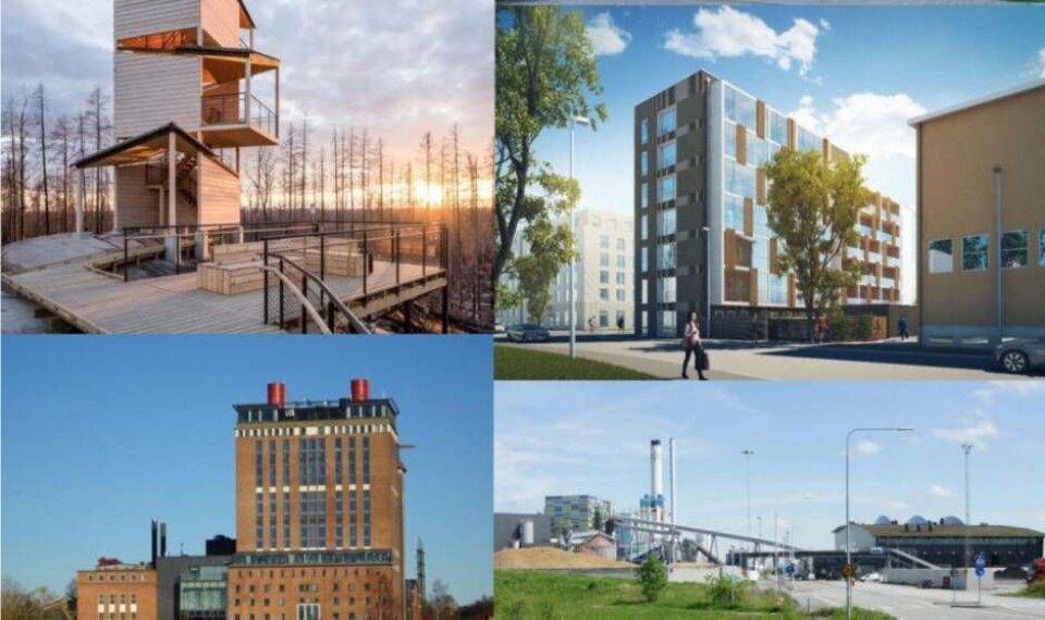 Fyra av de byggnader som kan ta hem priset. Foto: Sveriges arkitekter Västmanland