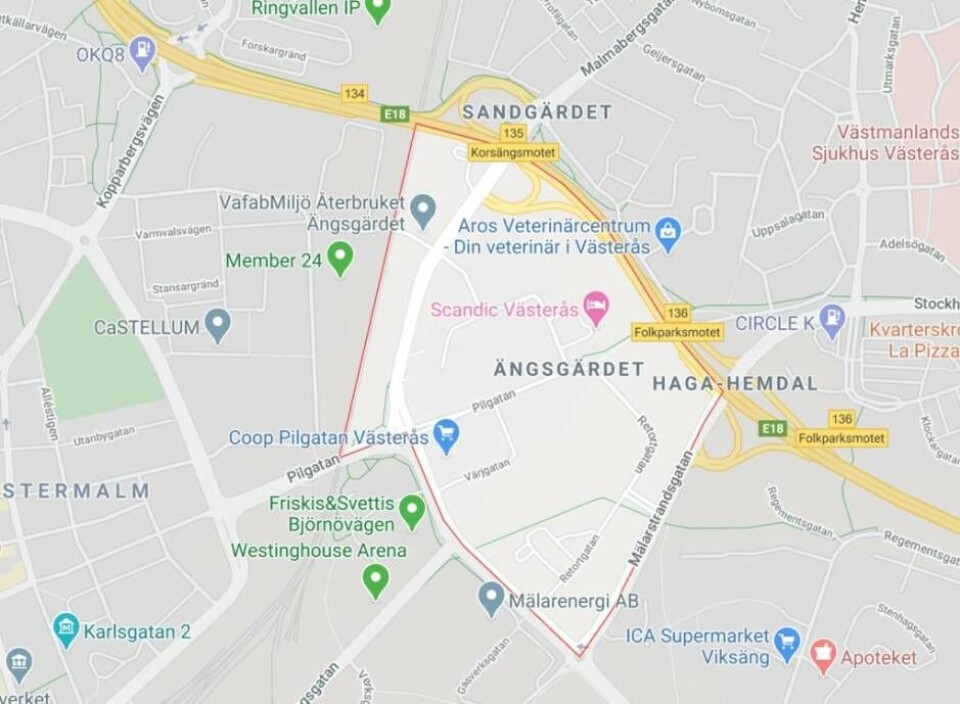 Byggnadsnämnden godkände detaljplanen för ett nytt äldreboende i stadsdelen Ängsgärdet i centrala Västerås. Foto: Google