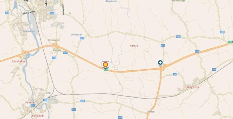 Olyckan inträffade mellan Eriksberg och Hallstahammar. Foto: Trafikverket