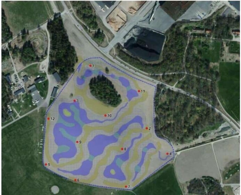 Så här ser skissen för vattenparken ut i detaljplanen, den ligger mellan kraftvärmeverket och flygfältet. Foto: Västerås stad