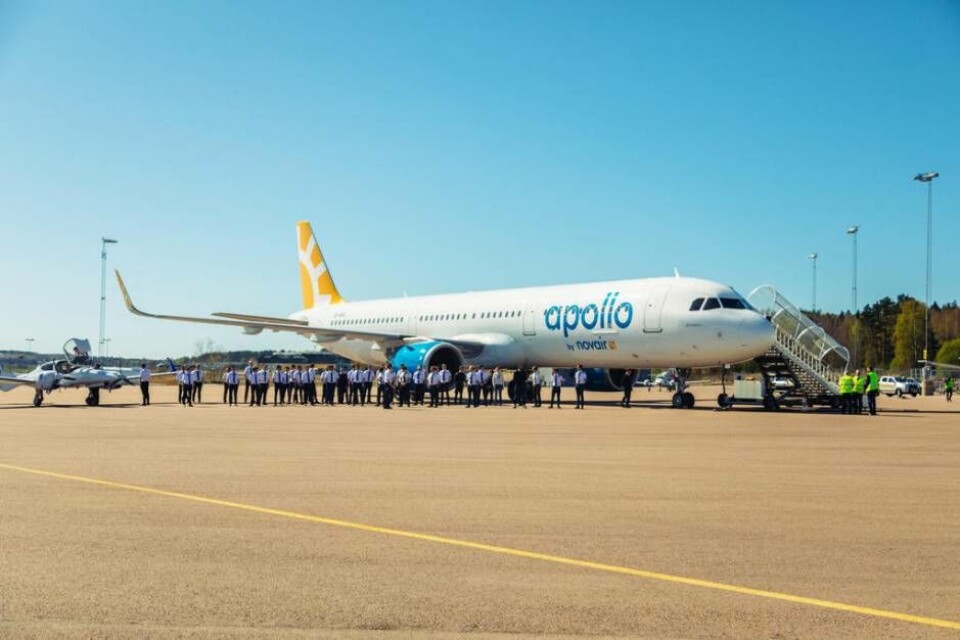 Flygbolaget Novair som flyger för charterjätten Apollo på plats med en Airbus A320neo i Västerås. Foto: Avig Kazanjian Flygbolaget Novair som flyger för charterjätten Apollo på plats med en Airbus A320neo i Västerås. Foto: Avig Kazanjian