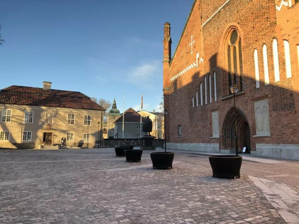 Omgjorda Domkyrkoplan, som numera är ett så kallat gångfartsområde, likt Engelbrektsplan. Foto: Svenska kyrkan