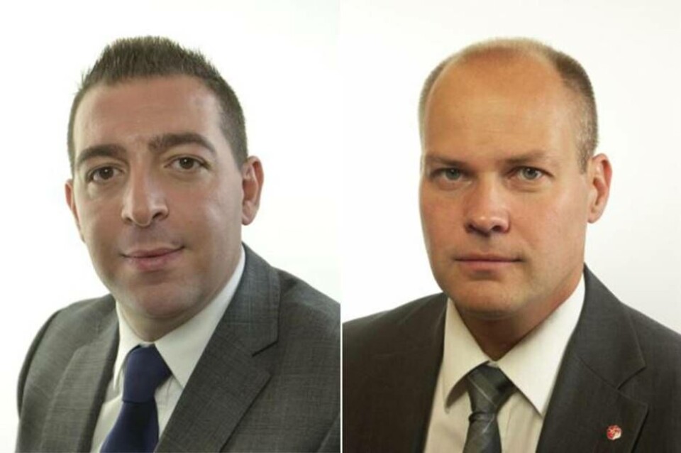 Roger Haddad (L) och justitieminister Morgan Johansson (S)