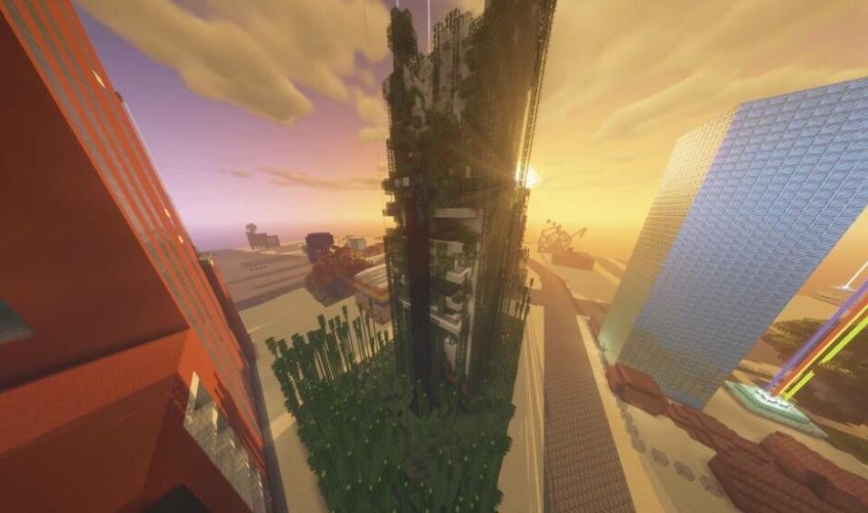 Närmare 200 barn och unga byggde riktiga Västeråsbyggnader under höstlovet, nu fortsätter Expectrum med Minecraft-byggandet. Foto: Expectrum