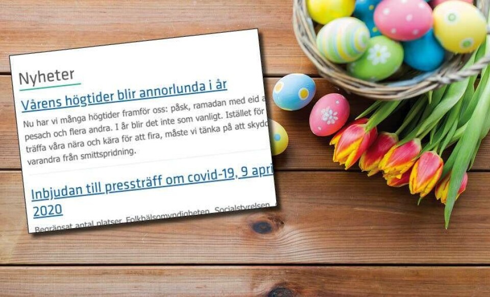 Via ett inlägg på Folkhälsomyndigetens hemsida tipsar myndigheten om hur man kan göra för att minska smittspridningen under påsken.