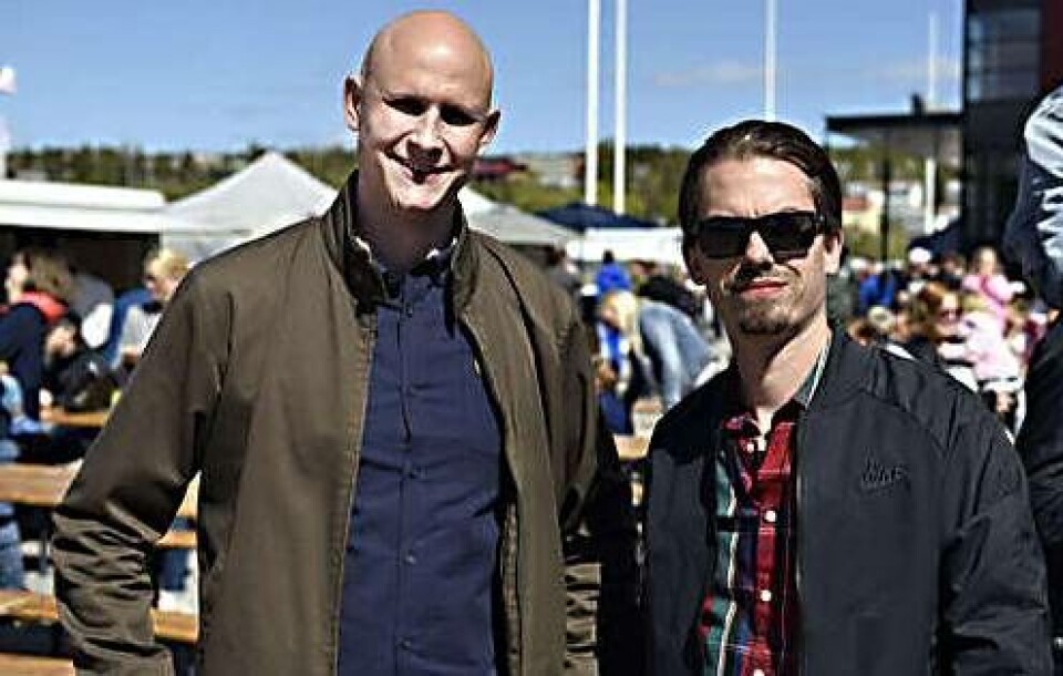 Arrangörer. Thomas Norberg och Per Karlsson, Karlsson och Norberg AB, arrangerar Västerås Rockfest på Rocklunda. Foto: Peter Forssell