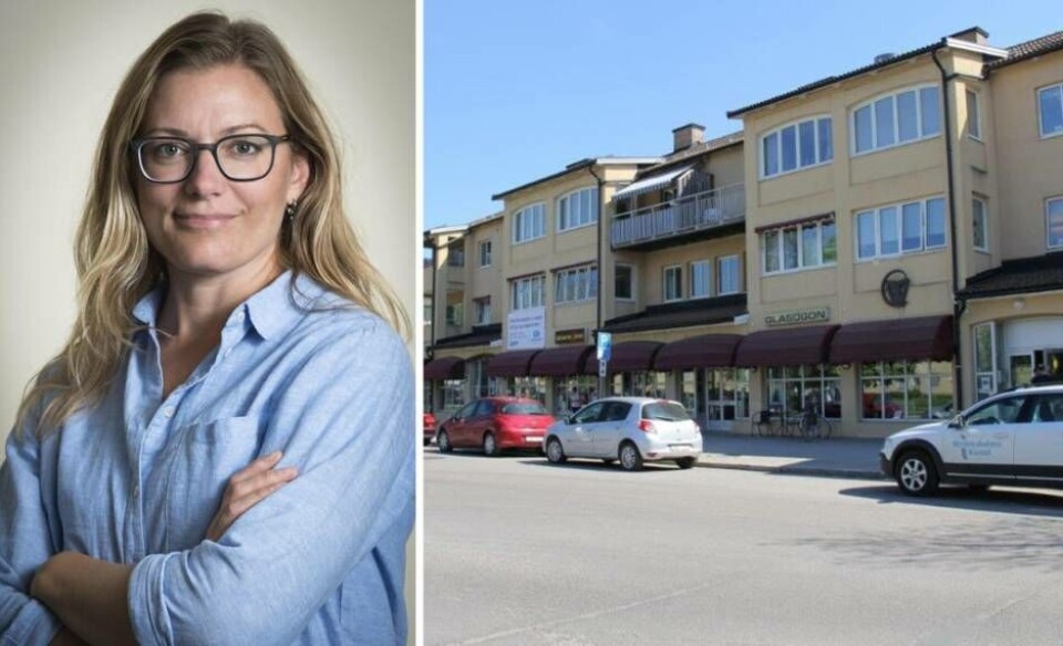 Stöttar lokalt. ”Det kommer att kunna dämpa en del av den oro som många av våra lokalhyresgäster har”, säger Lina Andersson från Hallstahem efter beslutet om hyresreduktioner. Som exempelvis dessa centrala affärslokaler på Parkgatan. Foto: Hallstahem