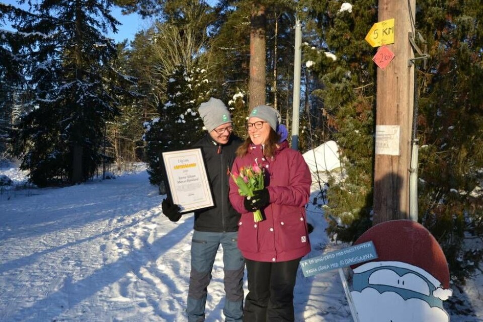 ”En stor ära”. Marcus Björklund och Emma Nilsson fick – något överraskade – ta emot priset Västeråsaren 2020. Foto: Helena Andersson
