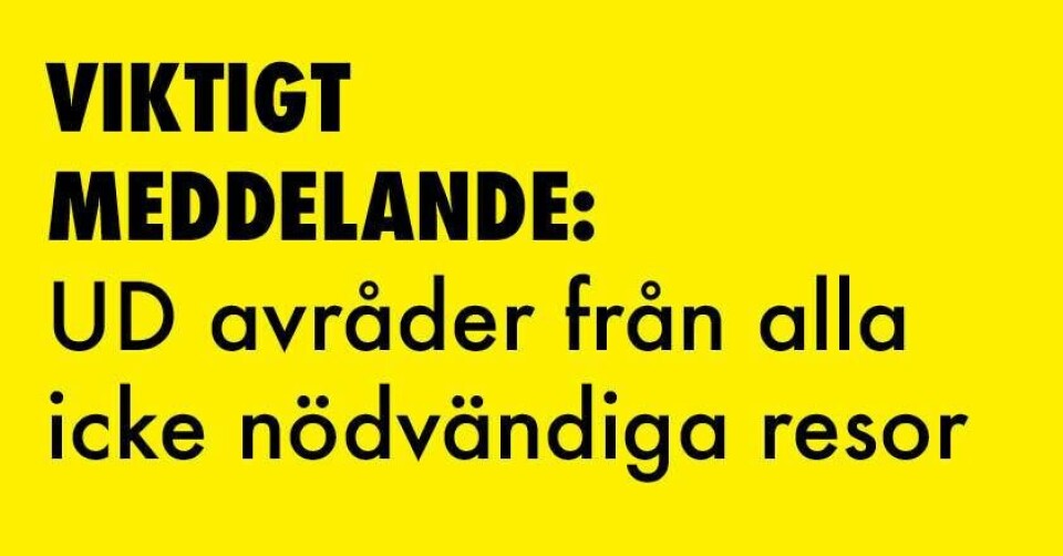 Samhällsinformation: Info från UD gällande resor