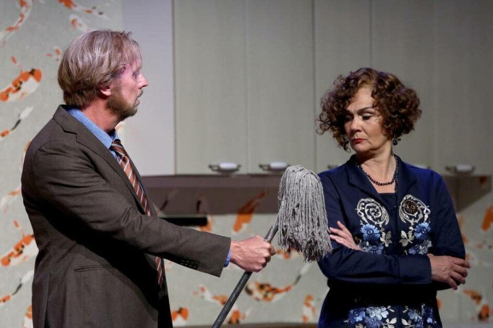 Lars Arvidson och Anna Larsson spelar huvudrollerna i operan Kärlekskriget som har premiär på Västmanlands Teater på fredag. Foto: Christian Berling