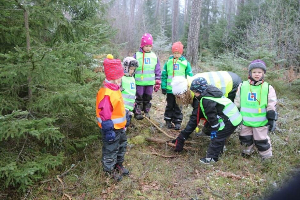 Barnen berättade att tre föremål i rad betyder, stanna, här är det något som inte är som det ska. Ett meddelande till dem som letar. Foto: Helena Andersson