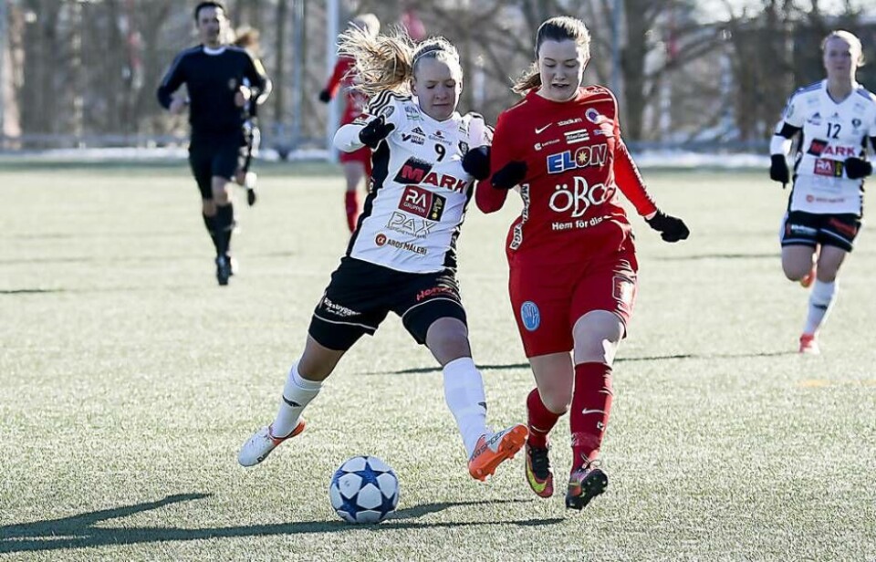 Nyckelspelare. Spjutspetsen Cassandra Korhonen blir en viktig spelare för BK30 under den andra – och vedertaget tuffa – säsongen i Elitettan. Foto: Stefan Lindgren