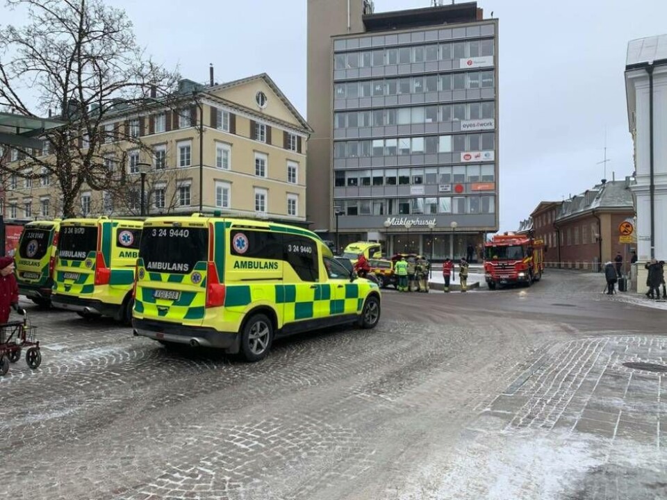 Avspärrat i centrala Västerås. Foto: JONAS EDBERG
