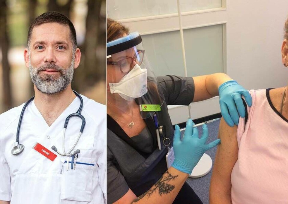 Till vänster: Jonas Ekström, överläkare och ansvarig för vaccinering av covid-19, Region Västmanland. Foto: Jonas Norén