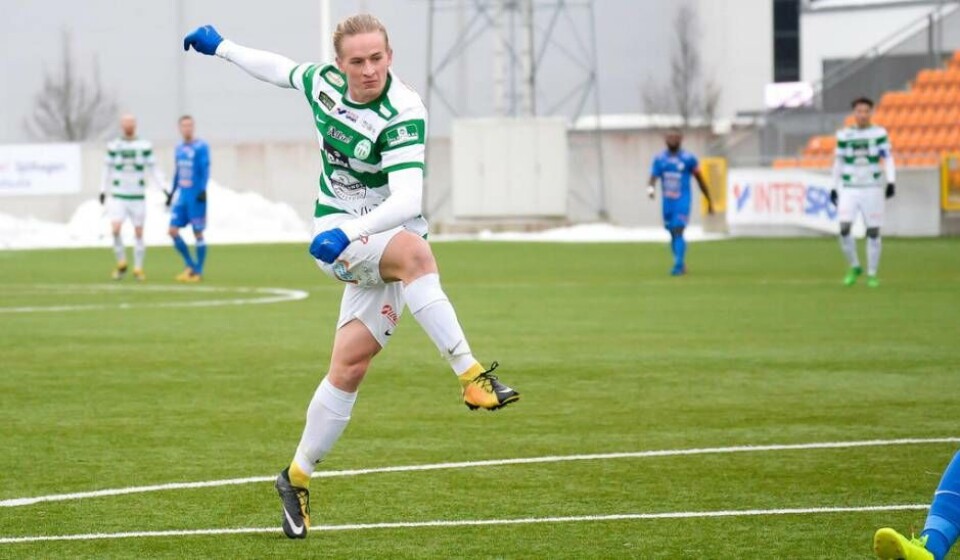 Etta. VSK:s Douglas Karlberg avgjorde med matchens enda mål mot Åtvidaberg. Foto: STEFAN LINDGREN