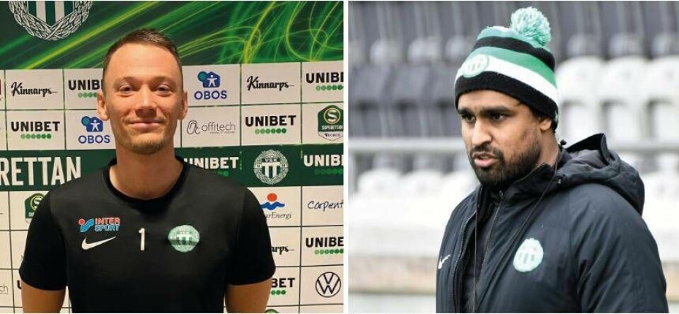 Målvakten Anton Fagerström och tränaren Kalle Karlsson förlänger sina kontrakt med VSK Fotboll. Foto: VSK Fotboll