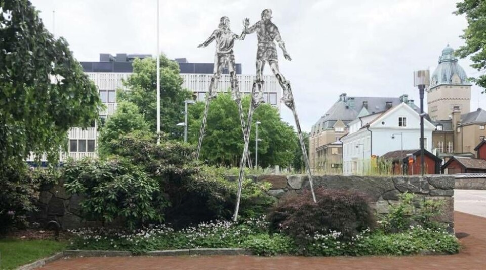 Illustration från skissförslag Lekplatsen av Ann-Sofi Sidén. Bild på det färdiga konstverket publiceras när det står klart vid invigningen 2023. Illustration: Fahlander arkitekter. Foto: Ann-Sofi Sidén