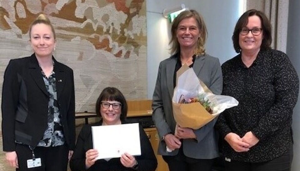 Regionråd Lina Eriksson (L). Palliativa rådgivningsteamet: Sofia Dettman, läkare, Bia Brändemyr och Kristina Westling sjuksköterskor.